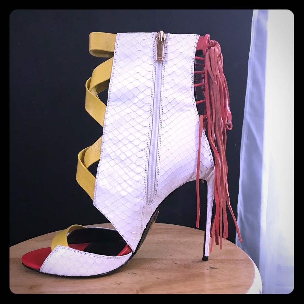 Lust for Life Whip White Snake Bootie Sandal